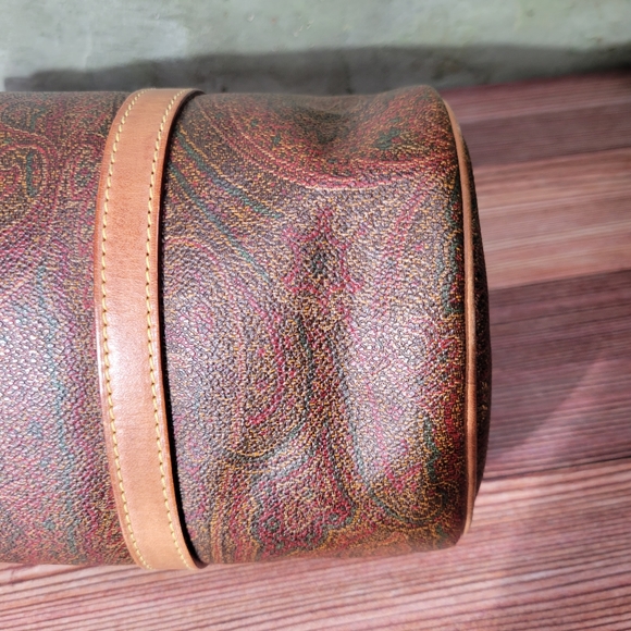 Etro Paisley Canvas Natural Leather Round Barrel shoulder purse/bag - Picture 12 of 16
